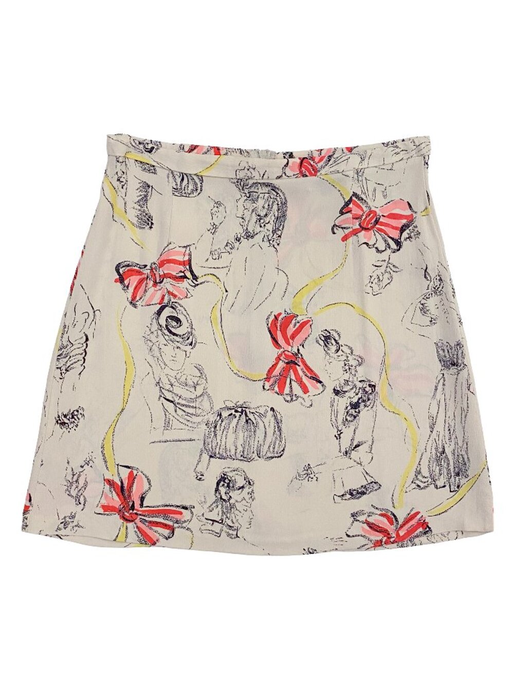 Vintage Archival BETSEY JOHNSON "Lady Print" Rayon Crepe Mini Skirt  S / M